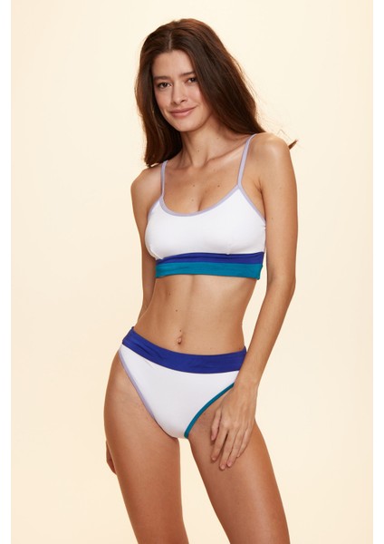 Ashley Parçalı Yüksek Bel Bikini Tek Alt Beyaz 229215