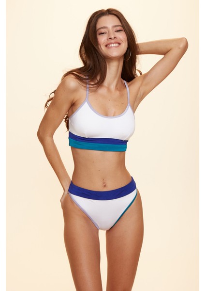 Ashley Parçalı Yüksek Bel Bikini Tek Alt Beyaz 229215