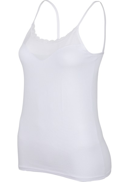 Kadın Yakası Dantelli Ip Askılı Modal Atlet 1101 | Beyaz