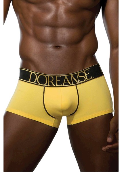 Erkek Modal Pamuklu Desensiz Boxer Külot 1725 | Sarı