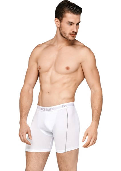 Erkek Modal Çizgili Normal Paça Boxer 1780 | Beyaz