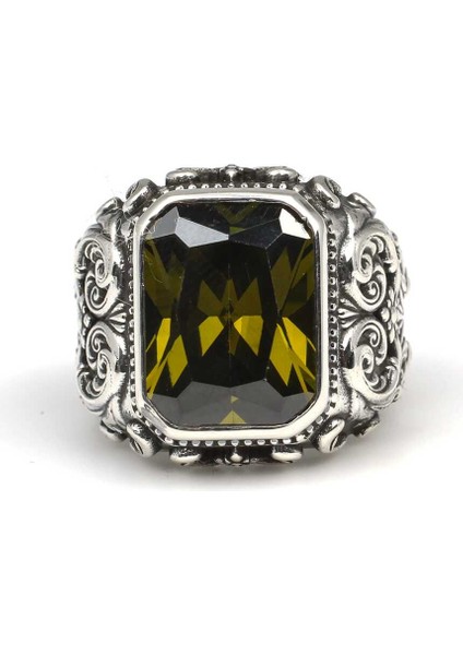 925 Ayar Gümüş Dikdörtgen Zultanit Taşlı Kalemli Erkek Yüzüğü fırsatları