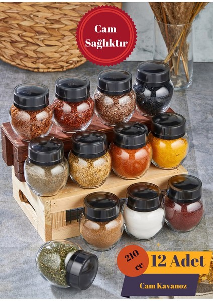 12 Adet Cam Düzenleyici Baharatlık Seti 210 cc