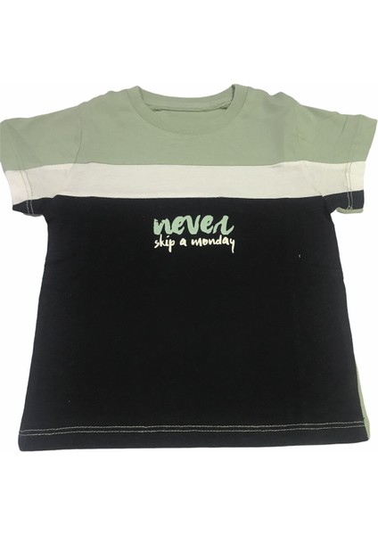 Tshirt Never Baskılı Parçalı Yeşil