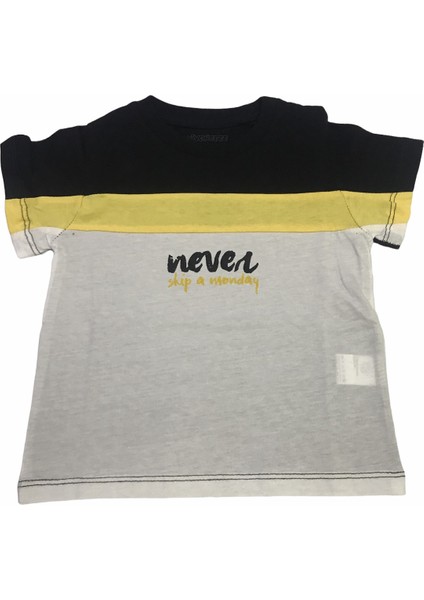 Tshirt Never Baskılı Parçalı Siyah