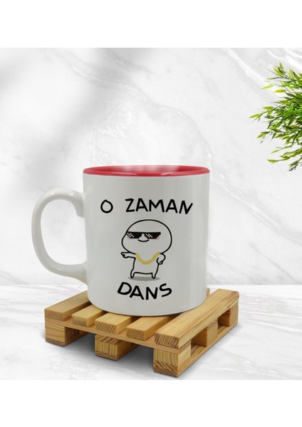 Gift O Zaman Dans Tasarımlı Içi Kırmızı Renkli Kupa Bardak Model 1