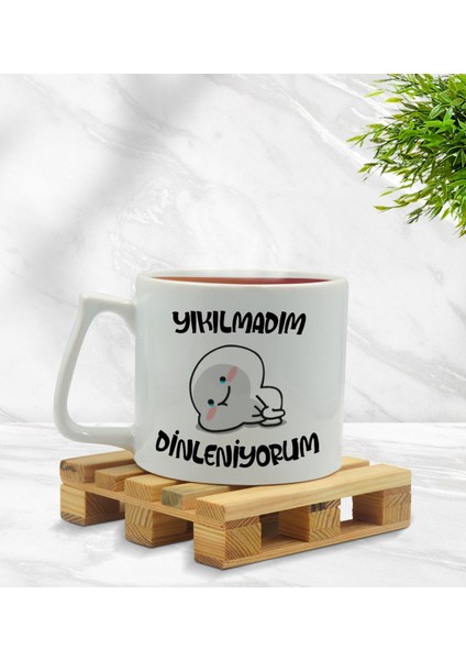 Gift Yıkılmadım Dinleniyorum Tasarımlı Middle Beyaz Kupa Bardak