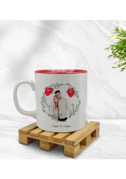 Kişiye Özel Isimli Fotoğraflı Içi Kırmızı Renkli Kupa Bardak Model 26