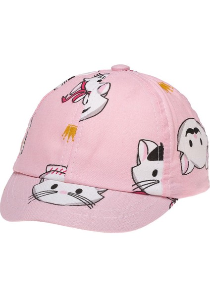 Kitti 1015-01 Kız Bebek Desenli Kasketli Şapka 0-12 Ay