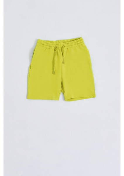 Organik Bağcıklı Erkek Çocuk Bermuda Şort - Sarı - 12-14