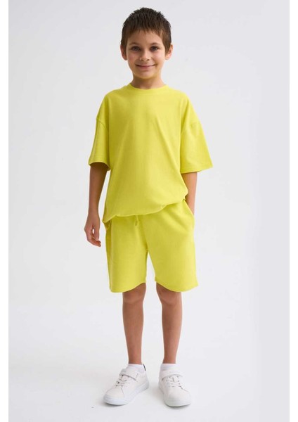 Organik Bağcıklı Erkek Çocuk Bermuda Şort - Sarı - 12-14 fiyatları
