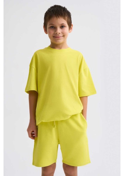 Organik Bağcıklı Erkek Çocuk Bermuda Şort - Sarı - 12-14 fırsatları