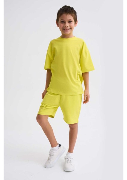 Organik Bağcıklı Erkek Çocuk Bermuda Şort - Sarı - 12-14 indirimleri