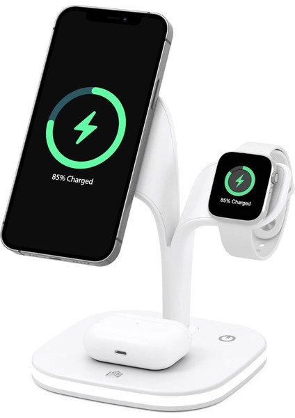 iPhone Watch Magsafe Airpods 5in1 Şarj Istasyon Standı Şık Lüx Tasarım Magnetik Charger 15W
