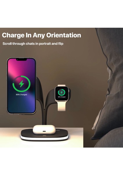 iPhone Watch Magsafe Airpods 5in1 Şarj Istasyon Standı Şık Lüx Tasarım Magnetik Charger 15W indirimleri