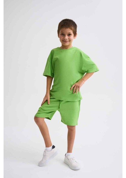 Organik Bağcıklı Erkek Çocuk Bermuda Şort - Yeşil - 6-8 fiyatları