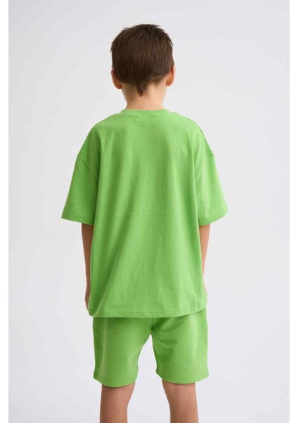 Organik Bağcıklı Erkek Çocuk Bermuda Şort - Yeşil - 6-8 fırsatları