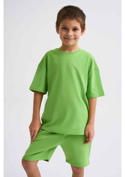 Organik Bağcıklı Erkek Çocuk Bermuda Şort - Yeşil - 6-8 indirimleri