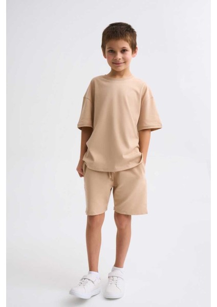Organik Bağcıklı Erkek Çocuk Bermuda Şort - Bej - 6-8 fiyatları