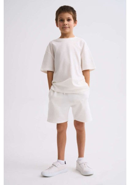 Organik Bağcıklı Erkek Çocuk Bermuda Şort - Ekru - 6-8 fiyatları