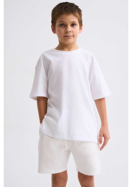 Organik Bağcıklı Erkek Çocuk Bermuda Şort - Ekru - 6-8 modelleri