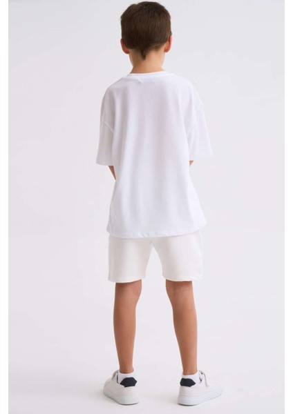 Organik Bağcıklı Erkek Çocuk Bermuda Şort - Ekru - 6-8 fırsatları