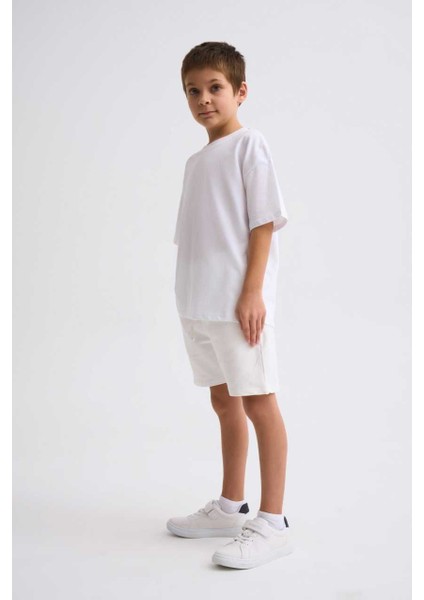 Organik Bağcıklı Erkek Çocuk Bermuda Şort - Ekru - 6-8 indirimleri