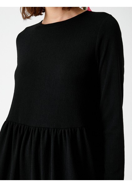 Katlı Mini Elbise Uzun Kollu Bisiklet Yaka indirimleri