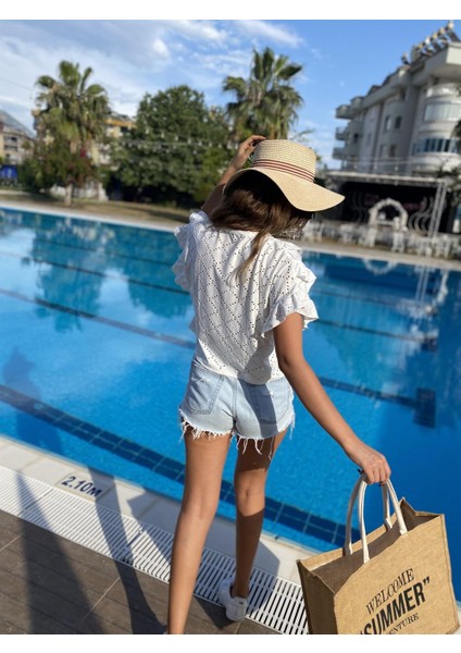 Coree Fırfır Detaylı Crop Bluz
