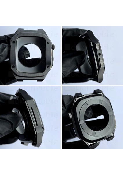 Apple Watch 4 44 mm Uyumlu Luxury Modifikasyon Kiti Hublot Tasarım Paslanmaz Çelik Kasa & Kordon