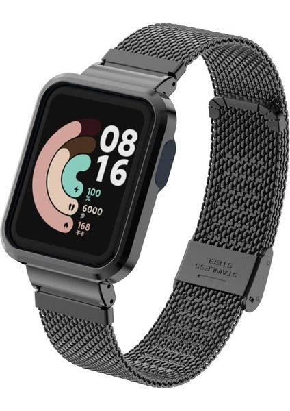 Xiaomi Mi Watch Lite Uyumlu Klipsli Hasır Metal Kordon & Kasa Koruma 2 In 1 Tel Örgü Kayış fiyatları