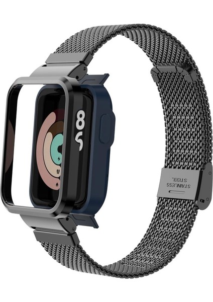 Xiaomi Mi Watch Lite Uyumlu Klipsli Hasır Metal Kordon & Kasa Koruma 2 In 1 Tel Örgü Kayış indirimleri
