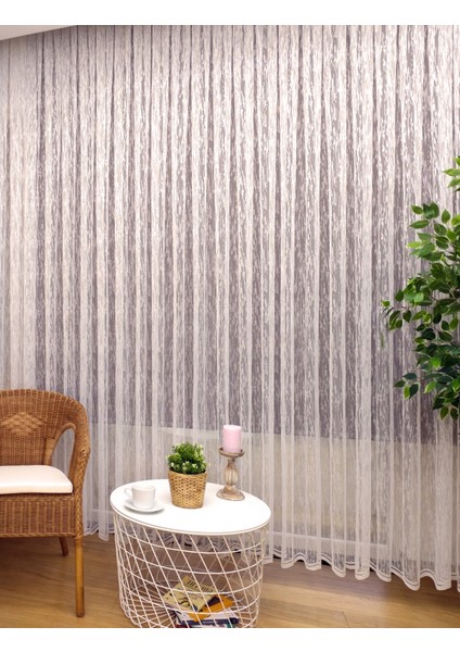 Kullanıma Hazır Ekstraforlu Pilesiz Tül Perde Tek Kanat - Ekru 140 x 270 cm