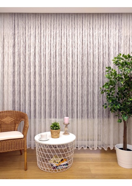 Kullanıma Hazır Ekstraforlu Pilesiz Tül Perde Tek Kanat - Ekru 140 x 270 cm