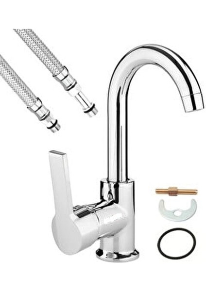 Sıcak Soğuk Çift Su Girişli Delta Lüx Gövde Banyo Lavabo Musluğu Çeşmesi Bataryası