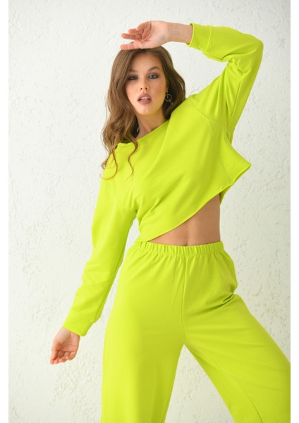 Sarı Örme Crop Bluz