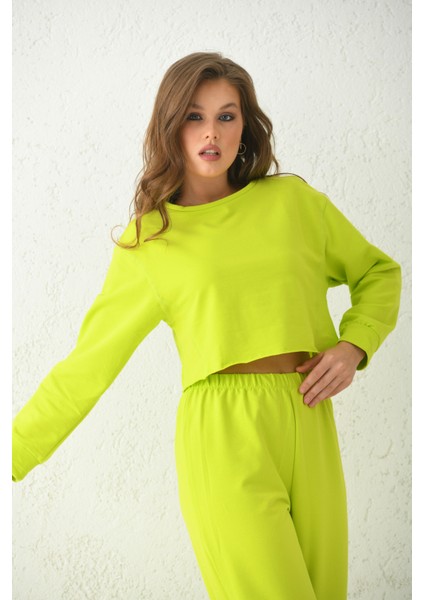 Sarı Örme Crop Bluz