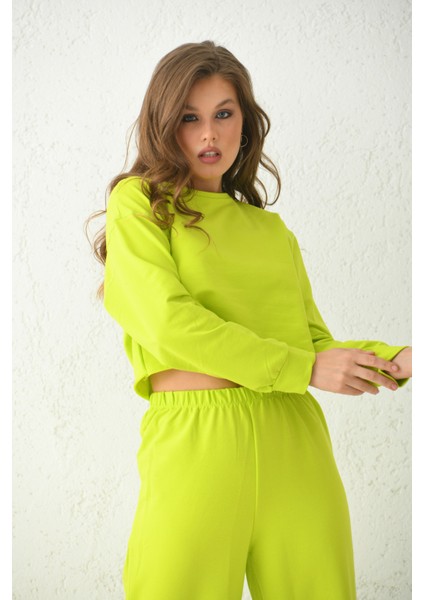 Sarı Örme Crop Bluz