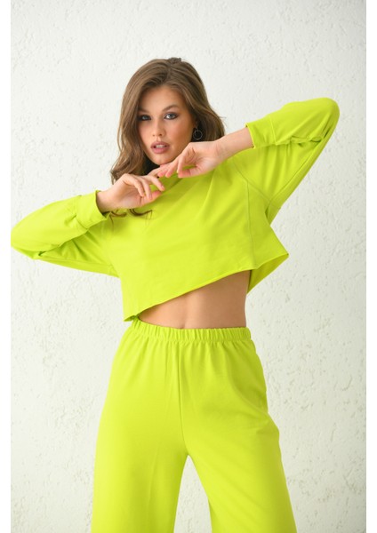 Sarı Örme Crop Bluz