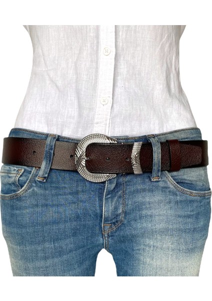 Hakiki Deri, Gümüş Tokalı, Metal Köprülü Bordo Kadın Kot Kemeri 4 cm modelleri