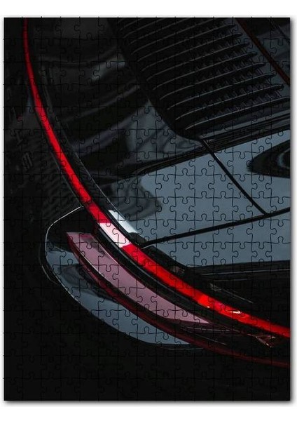 Siyah Porsche Spor Araba Arka Detay 255 Parça Puzzle Yapboz Mdf (Ahşap)