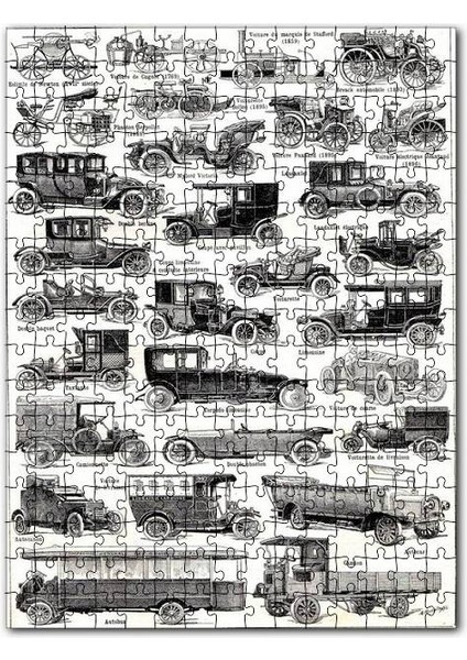 Motorlu Taşıtların Tarihsel Evrimi 120 Parça Puzzle Yapboz Mdf (Ahşap)