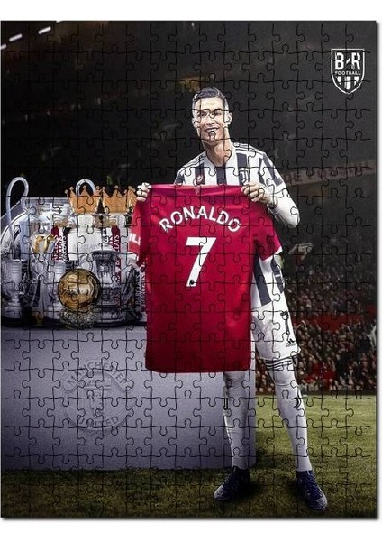 Cristiano Ronaldo Forma Kupa Gösteriyor 255 Parça Puzzle Yapboz Mdf (Ahşap)