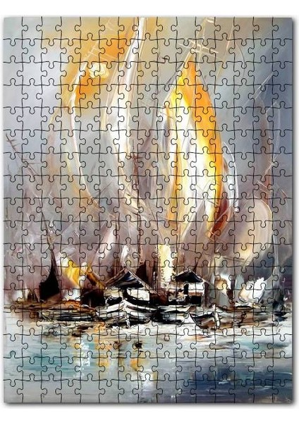 Yelkenli Gemiler Yağlıboya Resim 120 Parça Puzzle Yapboz Mdf (Ahşap)