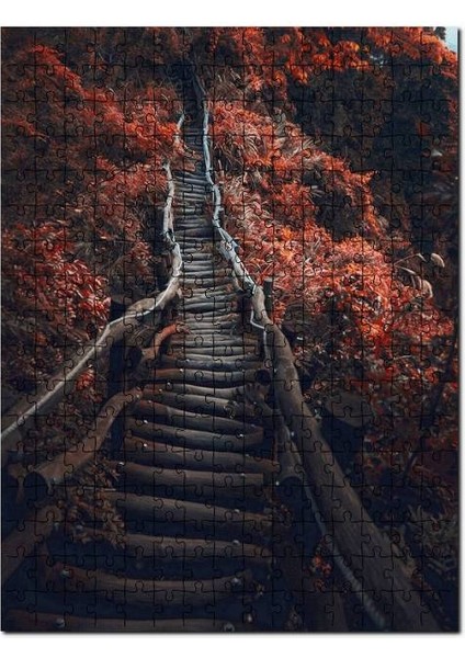 Ormanda Ahşap Köprü Görseli 120 Parça Puzzle Yapboz Mdf (Ahşap)