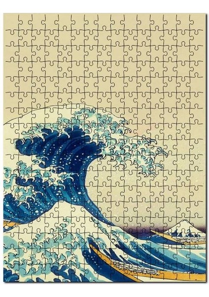 Büyük Dalgalar Japon Sanat Görsel 120 Parça Puzzle Yapboz Mdf (Ahşap)