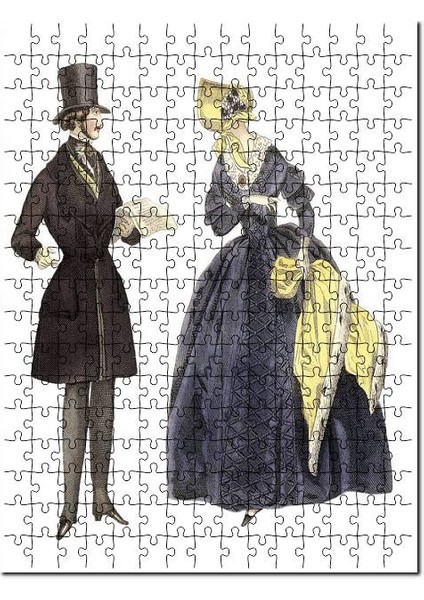 19. Yüzyıl Kostümleri Görseli 120 Parça Puzzle Yapboz Mdf (Ahşap)