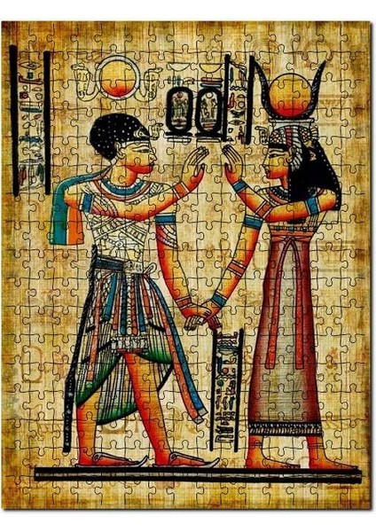 Antik Mısır Papyrus Thema Görseli 120 Parça Puzzle Yapboz Mdf (Ahşap)