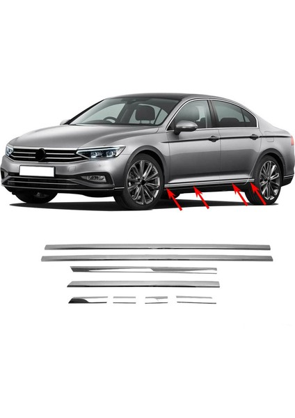 ARD Pazarlama Volkswagen Passat B8.5 - Yan Kapı Alt Çıtası Krom - 8 Prç.