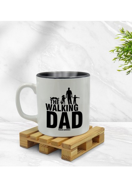 Kişiye Özel Walking Dad Tasarımlı Içi Siyah Renkli Kupa Bardak Model 2